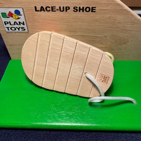PLAN Toy Wood Duck Shape Sort Toy and Lacing Shoe - Picture 5 of 5